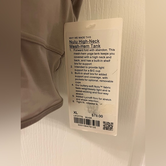 Lululemon Nulu High-Neck Mesh-Hem Tank Top *Light Support, B/C Cup Mauve Grey - Picture 4 of 6